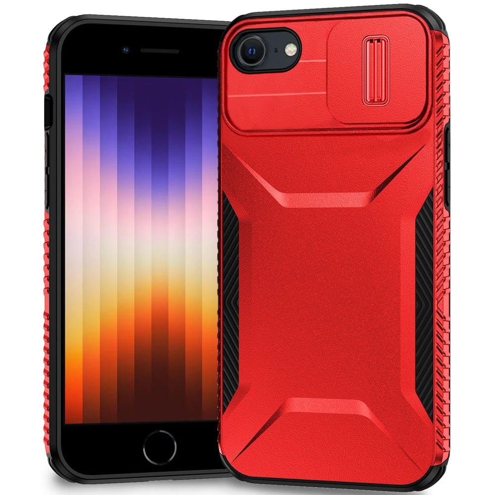 For iPhone SE 3 (2022) SE/8/7 Ultimate U Design Hybrid with Camera Window Covering - Red