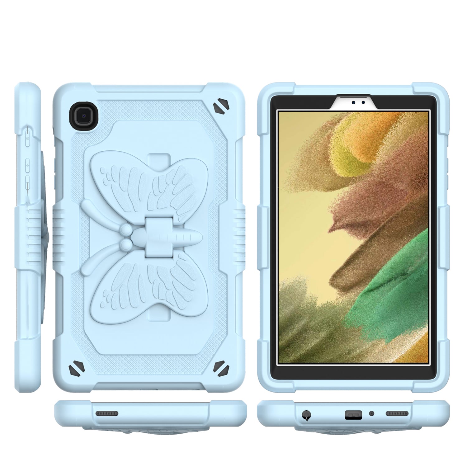 For Samsung Galaxy Tab A7 Lite 8.7 inch Butterfly Kickstand 3in1 Tough Hybrid Case Cover with Should