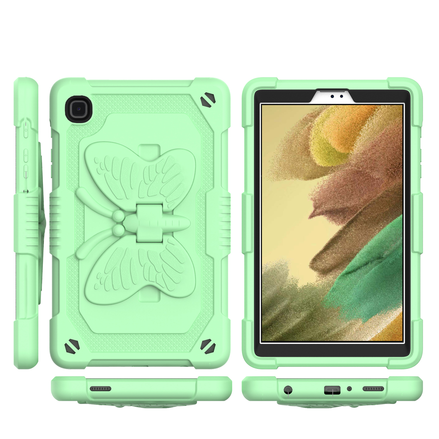 For Samsung Galaxy Tab A7 Lite 8.7 inch Butterfly Kickstand 3in1 Tough Hybrid Case Cover with Should