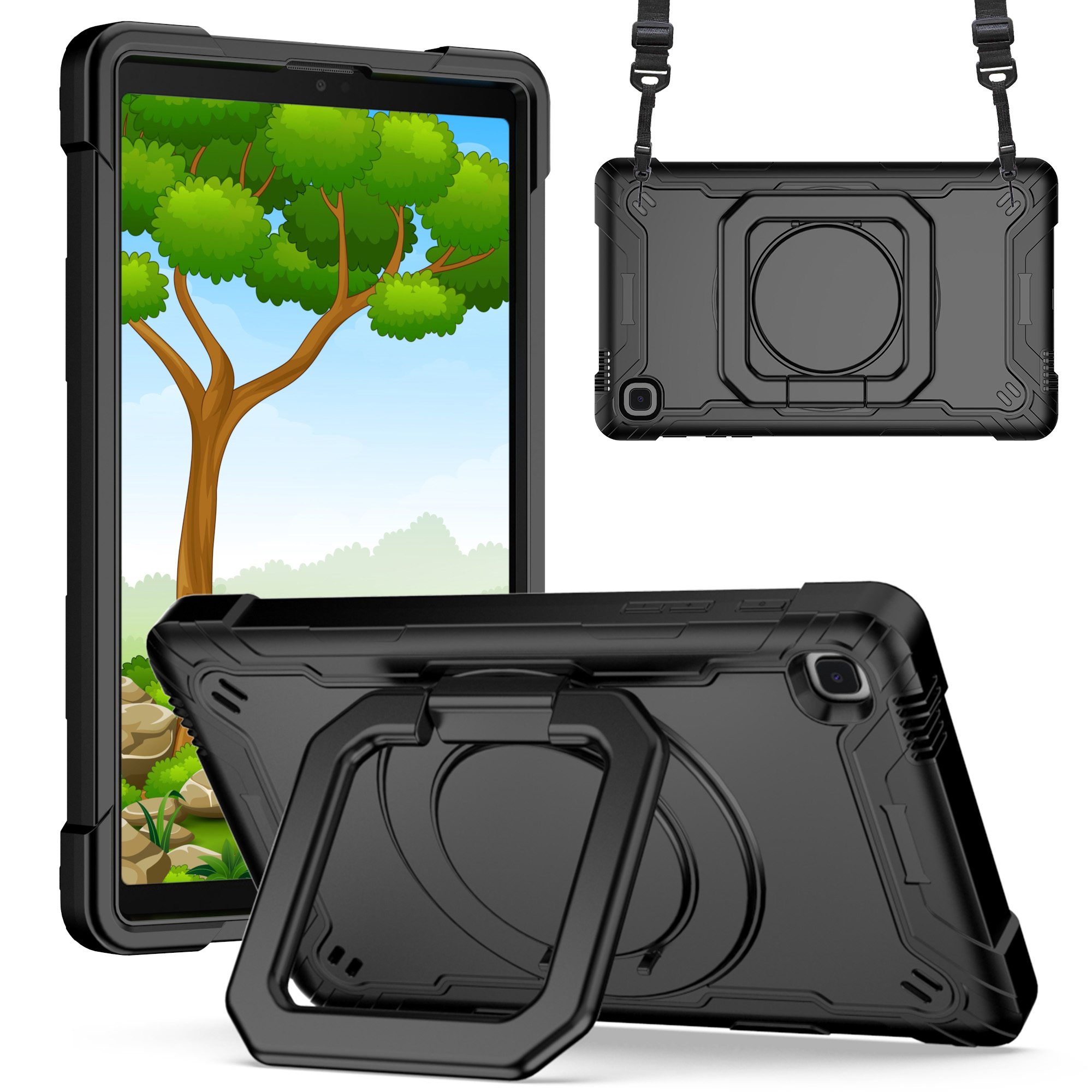 For Samsung Galaxy Tab A7 Lite 8.7 inch (T220 T225) Tablet Tough Hybrid Rotating 360 Degree Kickstan