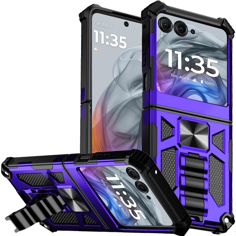 For Motorola Razr 2025 2024 Machine Design Hybrid with Kickstand - Purple