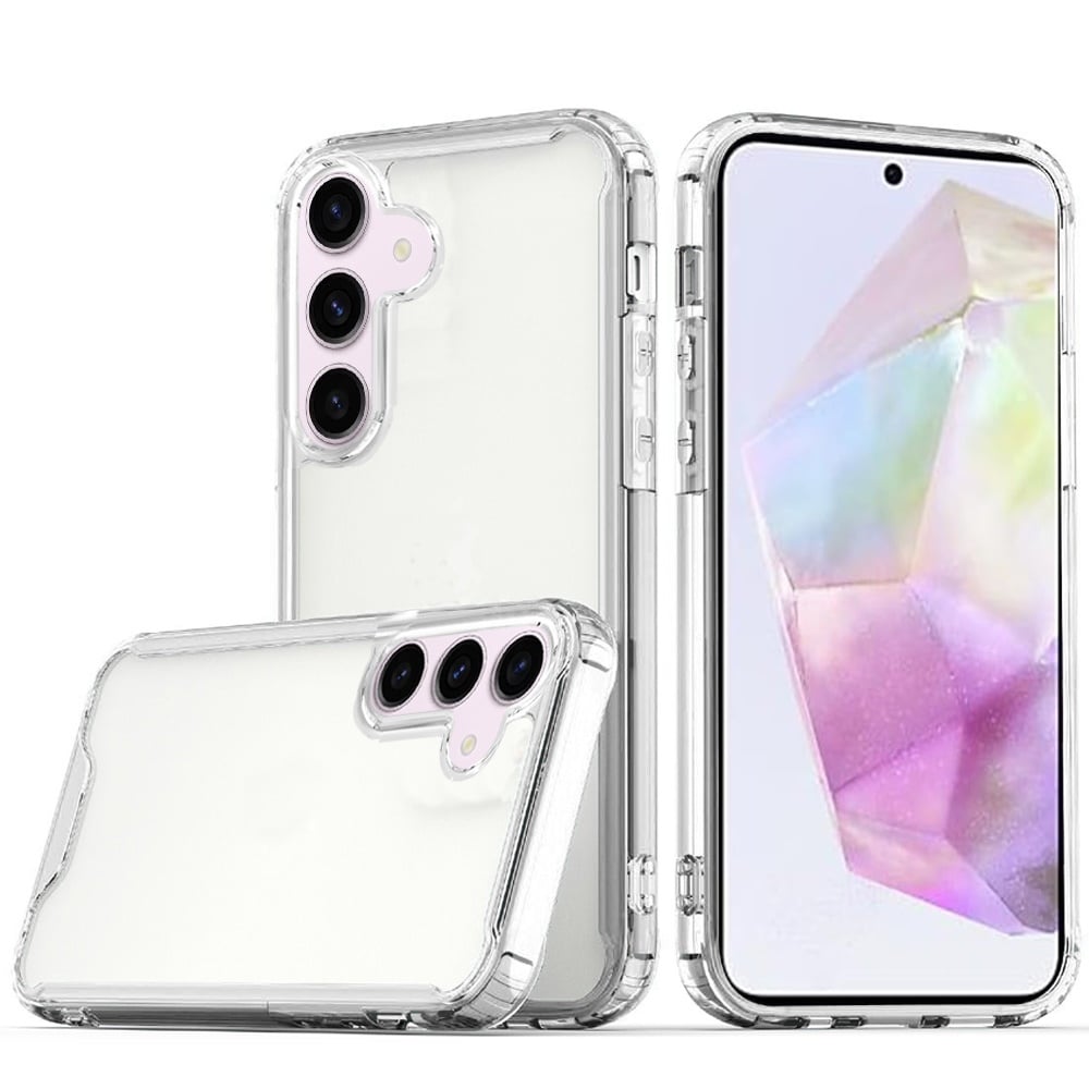For Samsung Galaxy A36 / A56 Colored Shockproof Transparent Hard PC TPU Hybrid Case Cover - Clear/Cl
