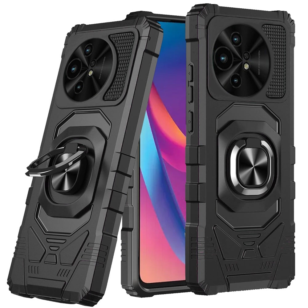 For TCL 50 XL 5G Robotic Hybrid with Magnetic Ring Stand Case Cover - Black