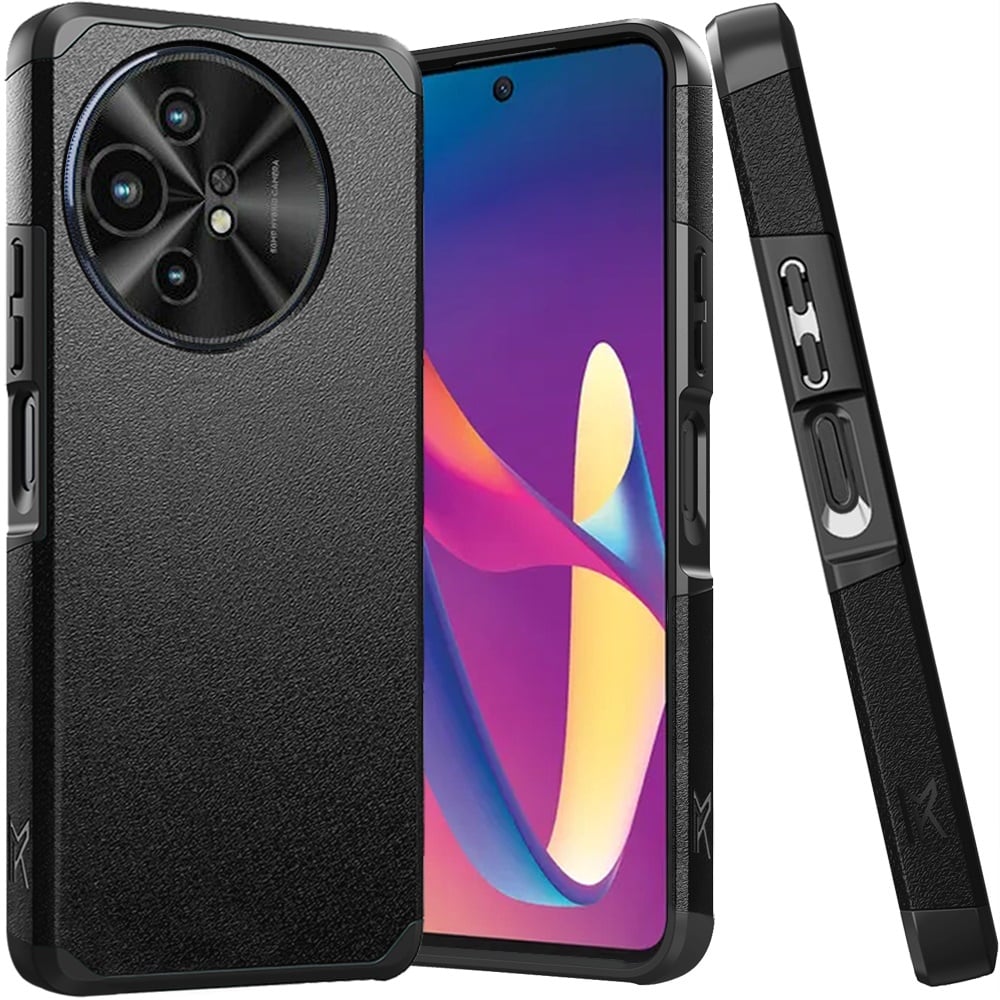 For TCL 50 XL 5G Tough Strong Hybrid (Magnet Mount Friendly) Case Cover - Black