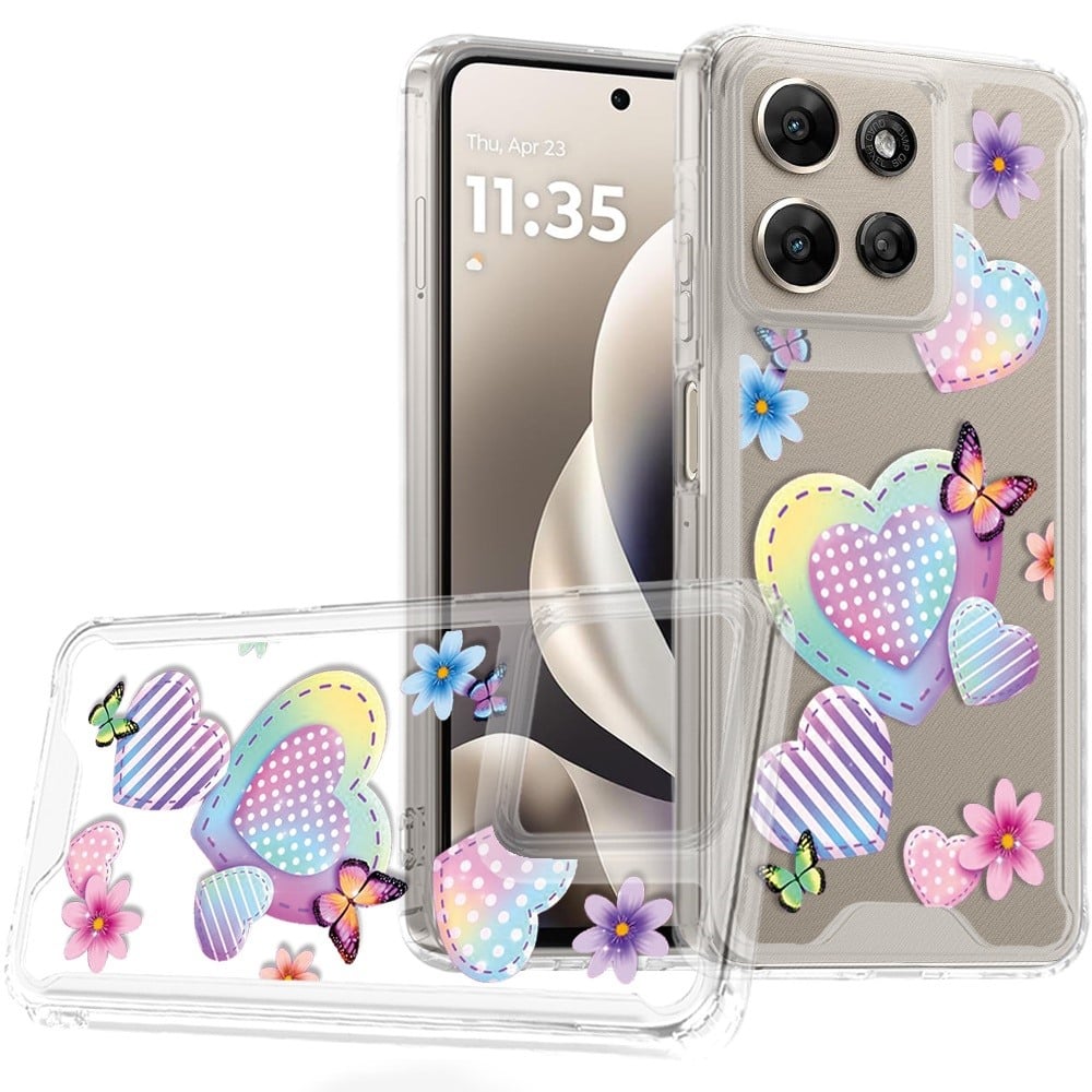 For Motorola Moto G Power 5G 2025 Beautiful TPU Designs Case Case - Pastel Hearts with Butterflies
