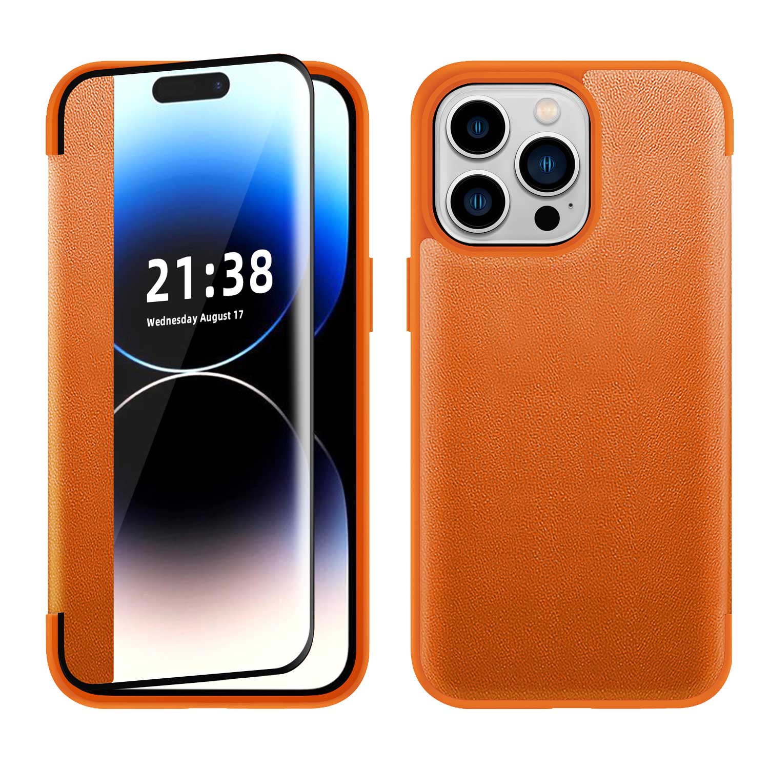 For Samsung S23 PU Leather Window Flap Case with Cover - Tan