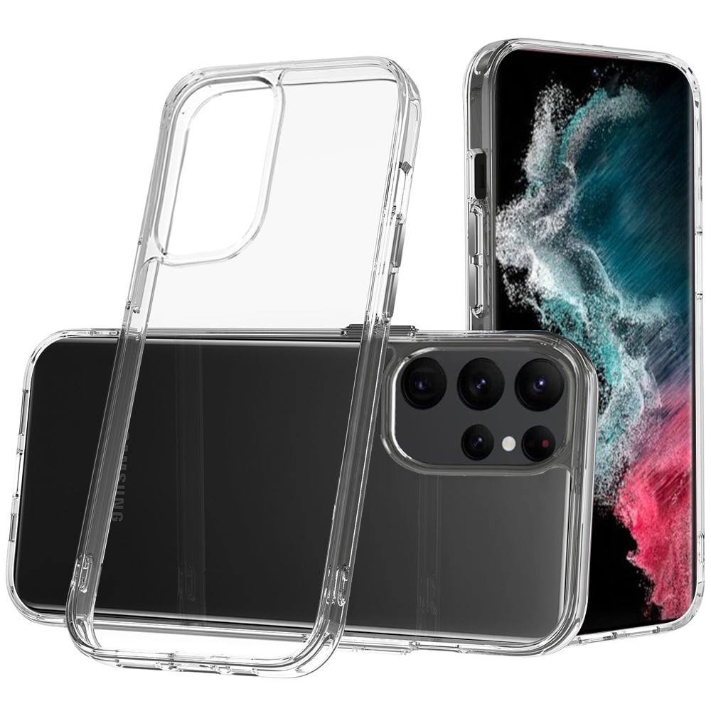 For Samsung S23 Ultra PURE CRYSTAL Transparent Thick 2.0mm ShockProof Chromed Buttons Case Cover - C
