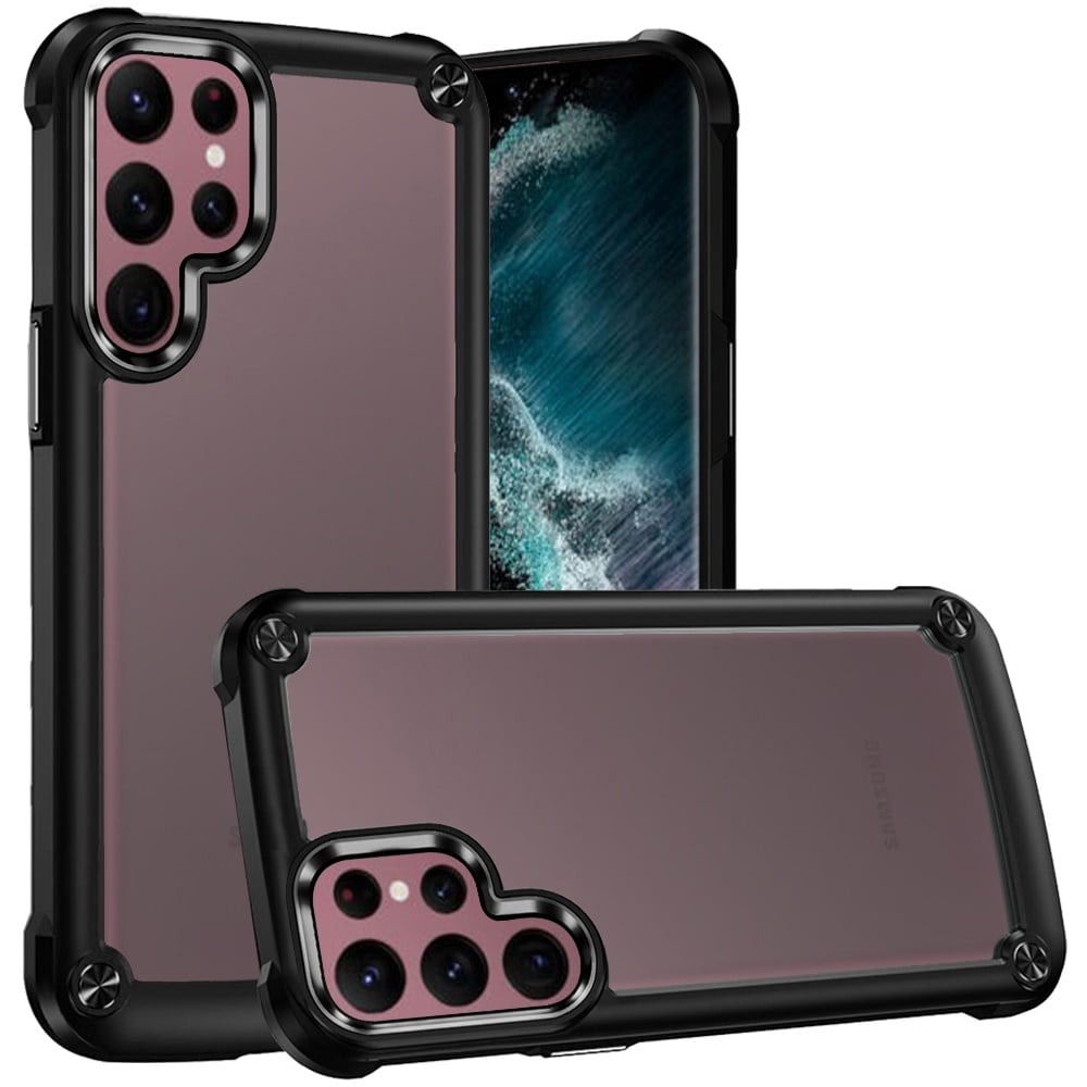 For Samsung S23 Ultra Ultimate CaseX Transparent Hybrid Case with Metal Buttons And Camera Edges - B