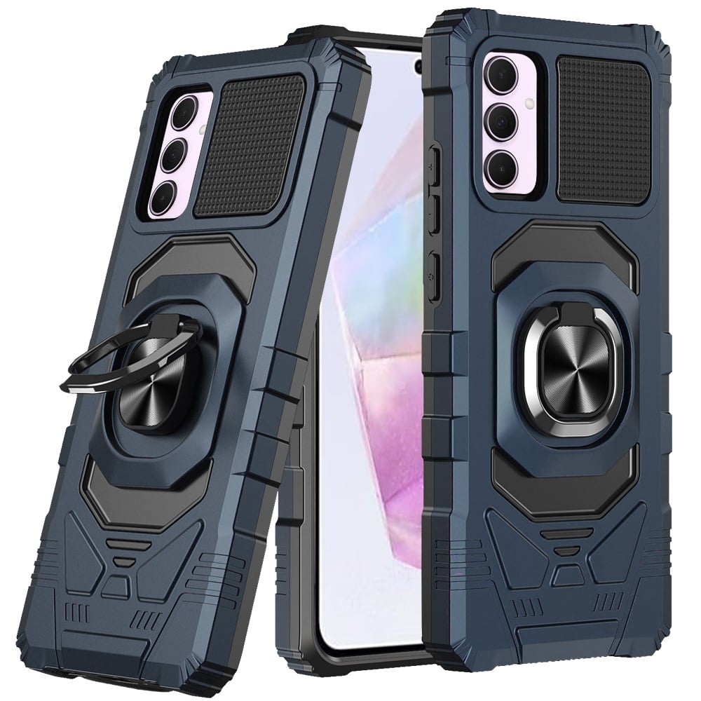 For Samsung A35 5g Robotic Hybrid with Magnetic Ring Stand Case Cover - Dark Blue
