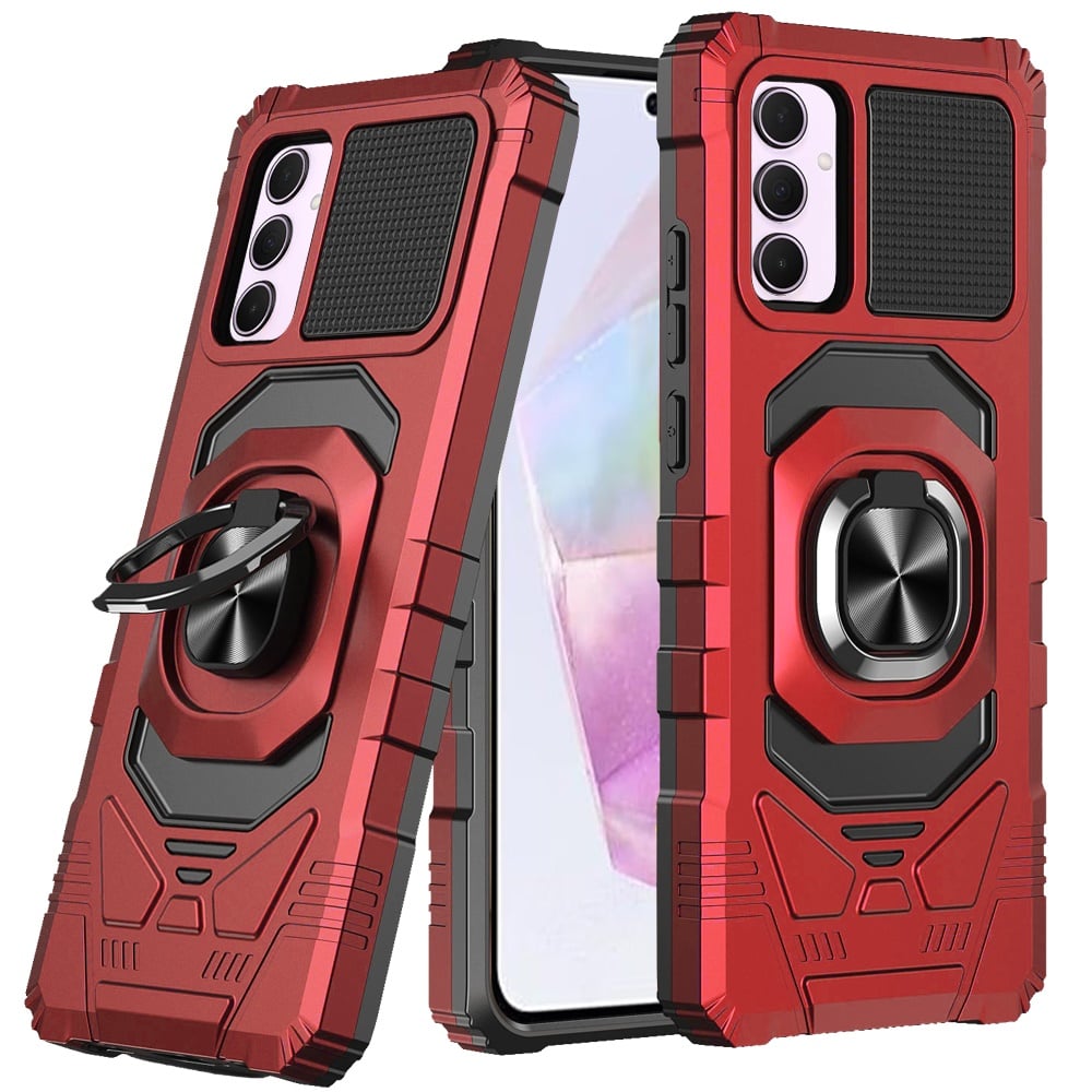 For Samsung A35 5g Robotic Hybrid with Magnetic Ring Stand Case Cover - Red