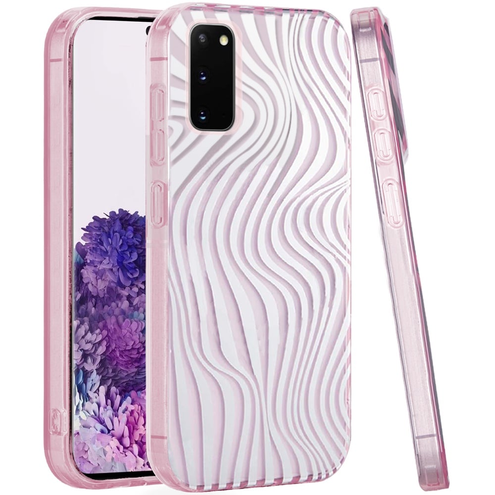 For Samsung Galaxy s20 s11e 6.2inch Double Layer Design IMD TPU Case - Wave Pink Zebra Stripes