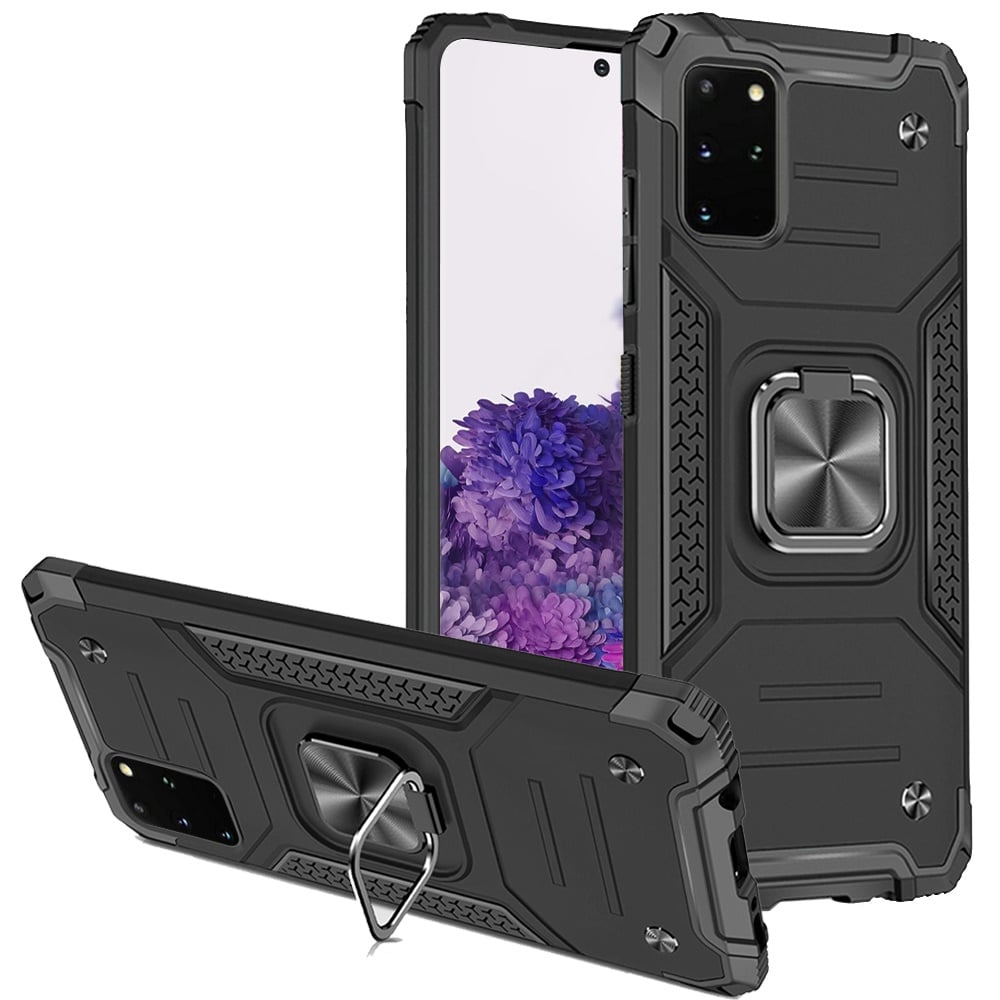For Samsung Galaxy s20 Plus s20+ s11 6.7inch Robust Magnetic Kickstand Hybrid Case Cover - Black