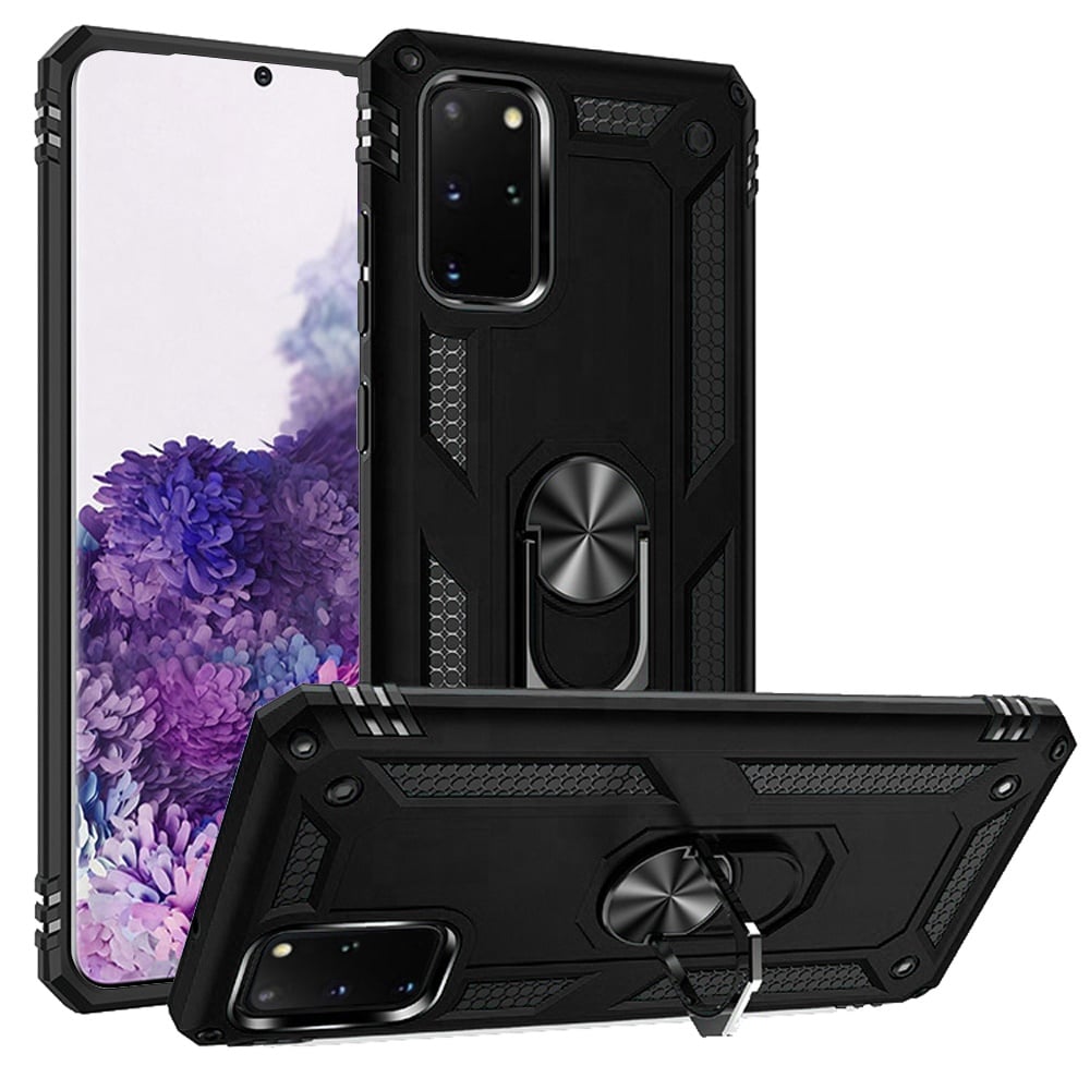 For Samsung Galaxy s20 Plus s20+ s11 6.7inch Ring Magnetic Kickstand Hybrid Case Cover - Black