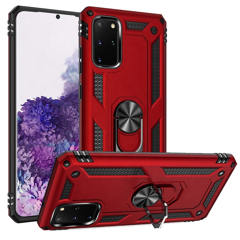 For Samsung Galaxy s20 Plus s20+ s11 6.7inch Ring Magnetic Kickstand Hybrid Case Cover - Red