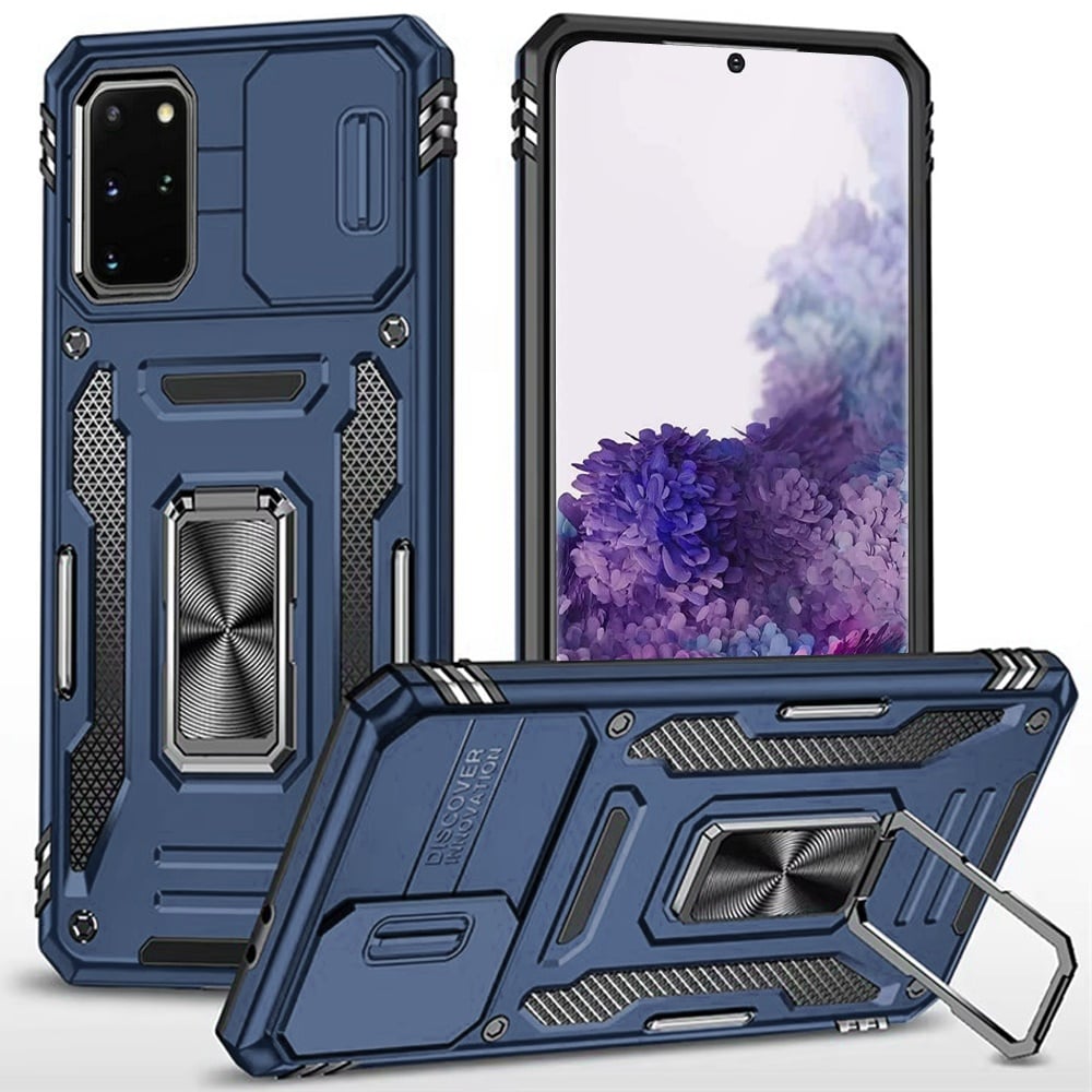 For Samsung Galaxy s20 Plus s20+ s11 6.7inch Utter Tough Metal Ring Movable Camera Window Hybrid Cas