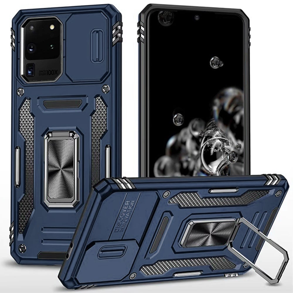 For Samsung Galaxy s20 Ultra s11 Plus s11+ 6.9inch Utter Tough Metal Ring Movable Camera Window Hybr