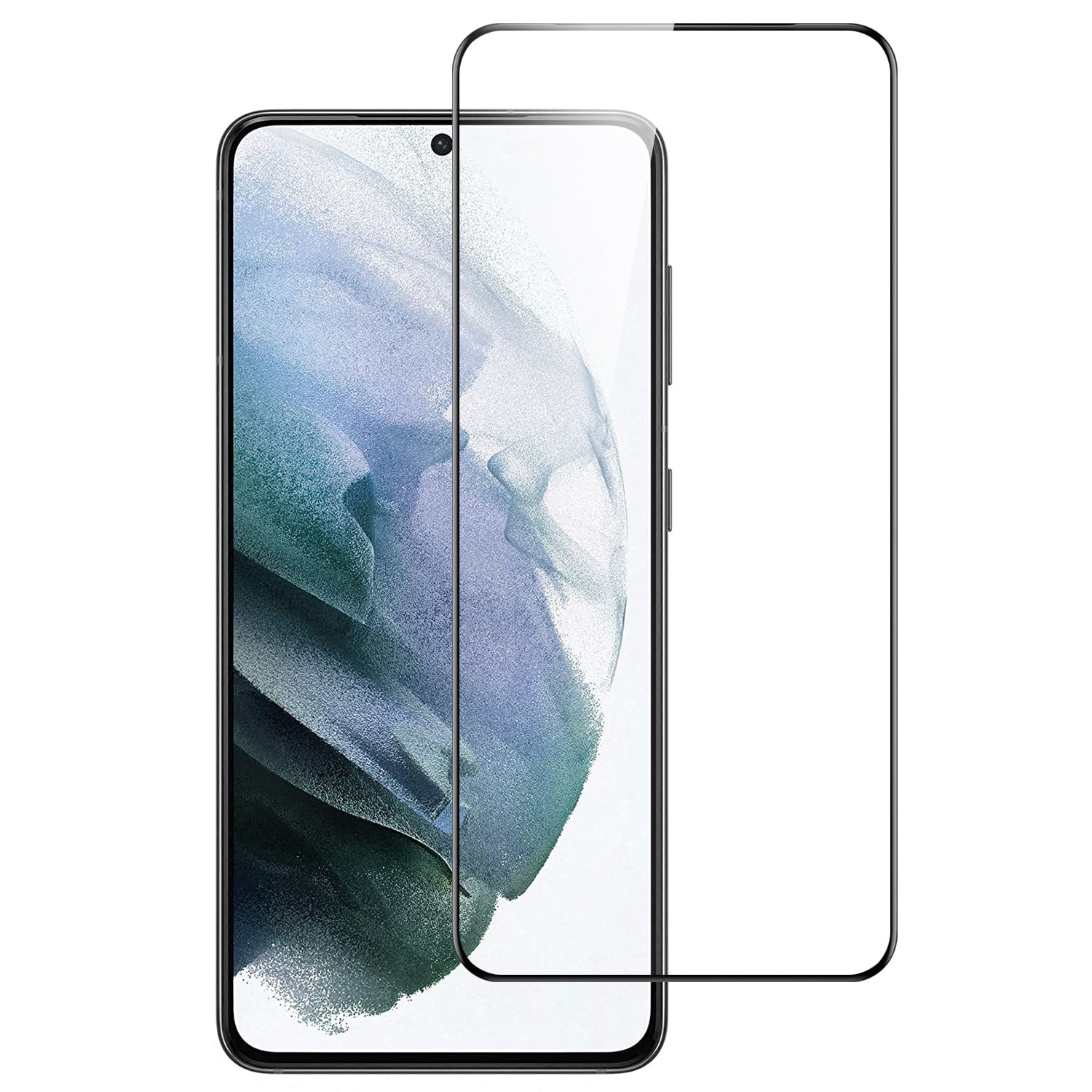 For Samsung Galaxy S21/S30 6.3inch Bulk White Paper Card Package Black edged Tempered Glass (Black)