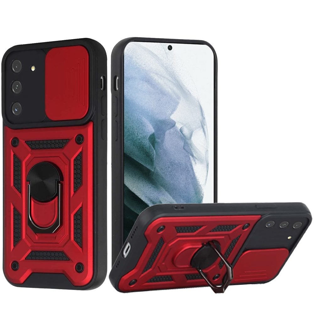 For Samsung Galaxy s21, s30 ELITE Camera Push Magnetic Ring Stand Hybrid Case Cover - Red