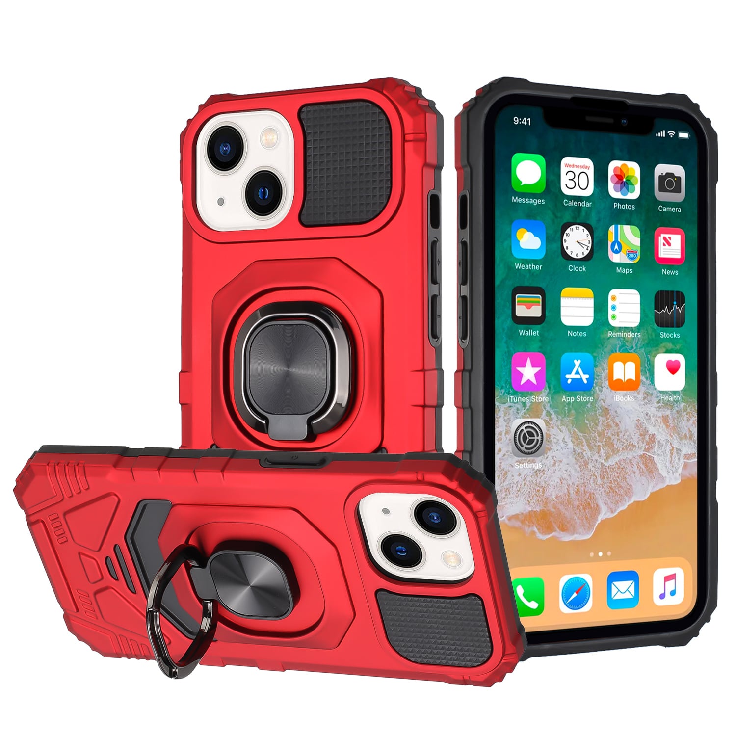 For Samsung Galaxy S21 Plus/S30 Plus 6.8inch Robotic Hybrid with Magnetic Ring Stand Case Cover - Re