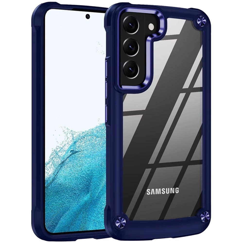 For Samsung Galaxy S22 Ultimate CaseX Transparent Hybrid Case with Metal Buttons And Camera Edges -