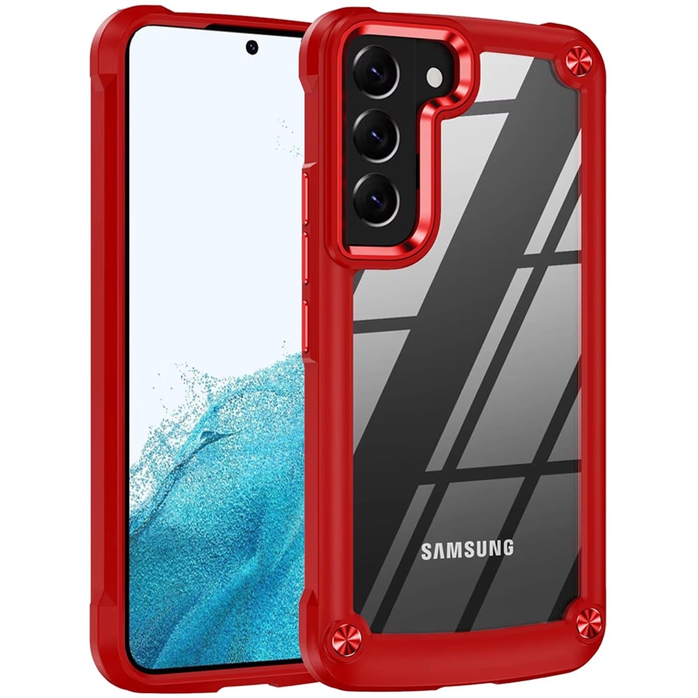 For Samsung Galaxy S22 Ultimate CaseX Transparent Hybrid Case with Metal Buttons And Camera Edges -