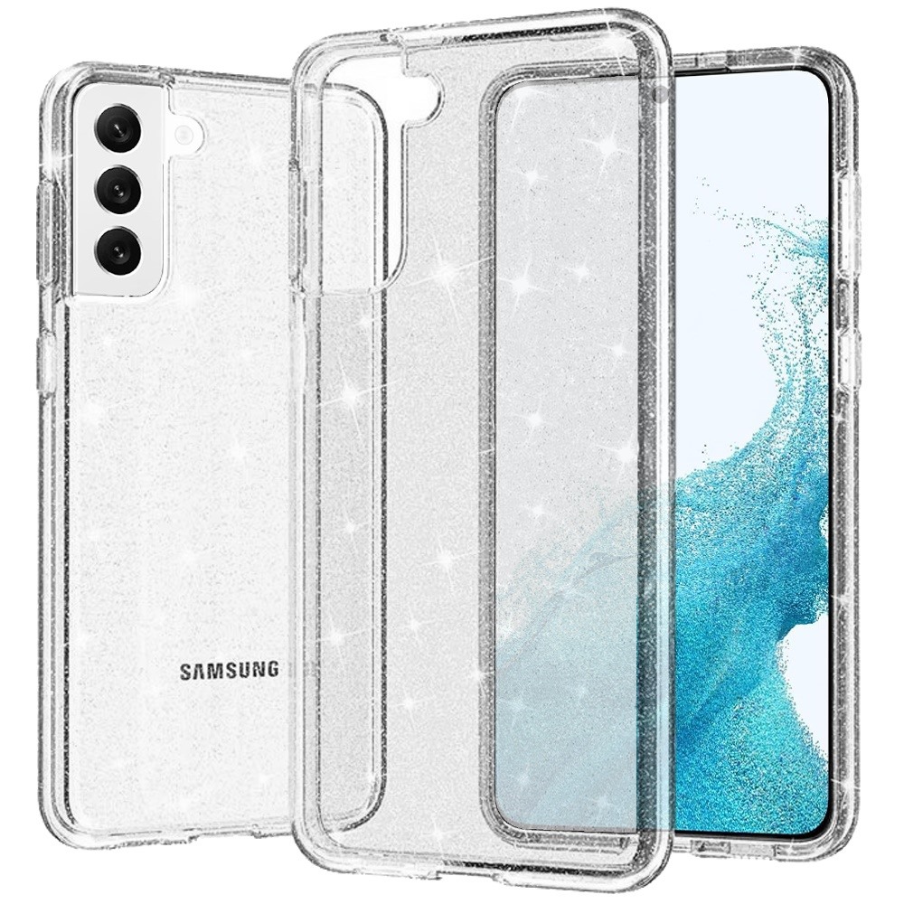 For Samsung Galaxy S22 Plus Glitter Ultra Thick 3mm Transparent Hybrid Case Cover - Clear