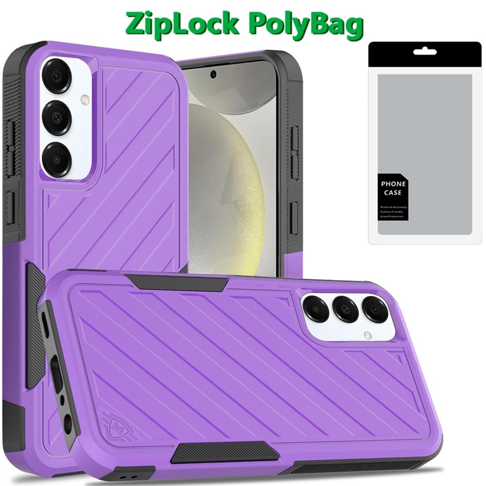[PolyBag] For Samsung s25 Plus/s24 Plus Noble lined shockproof dual layer hybrid - Dark Purple/Black