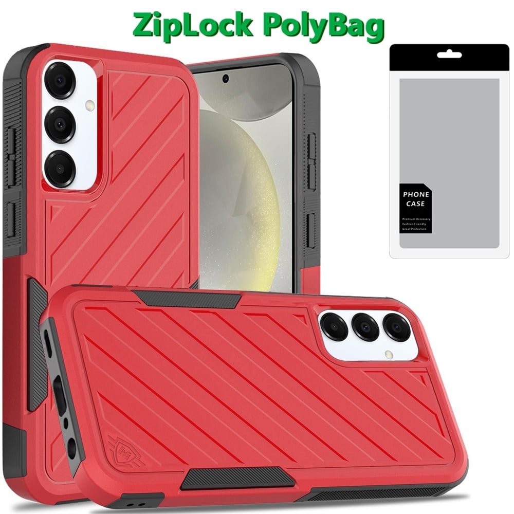 [PolyBag] For Samsung s25 Plus/s24 Plus Noble lined shockproof dual layer hybrid - Red/Black
