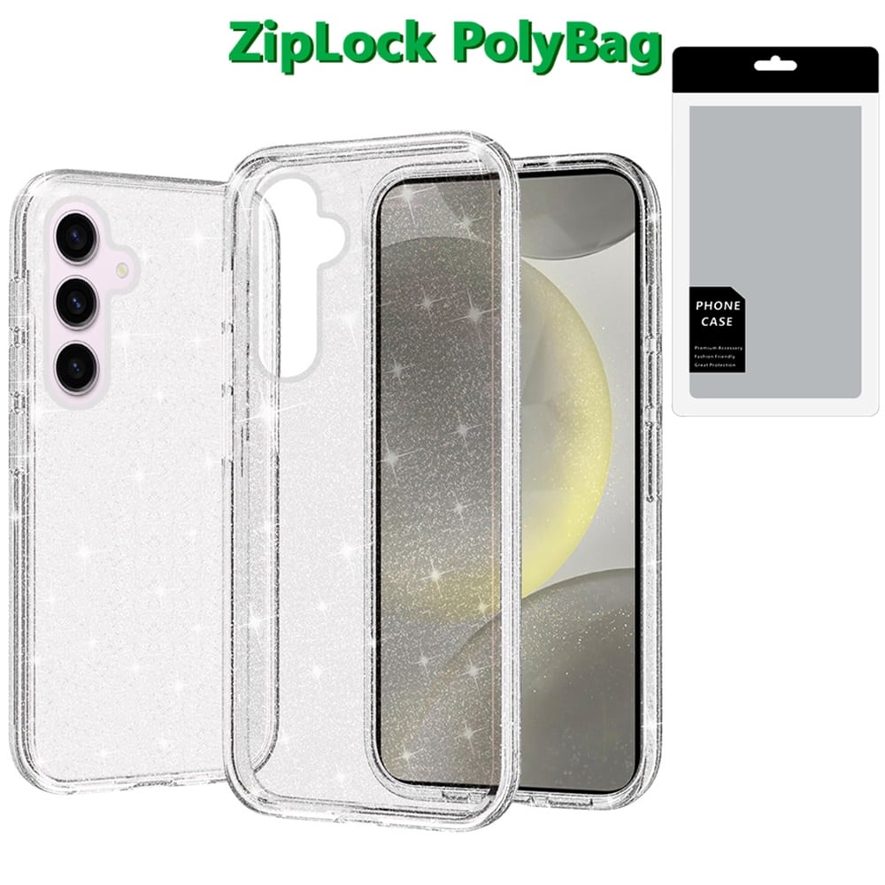 [PolyBag] For Samsung s25 Plus/s24 Plus Glitter Ultra Thick 3mm Transparent Hybrid Case Cover - Clea