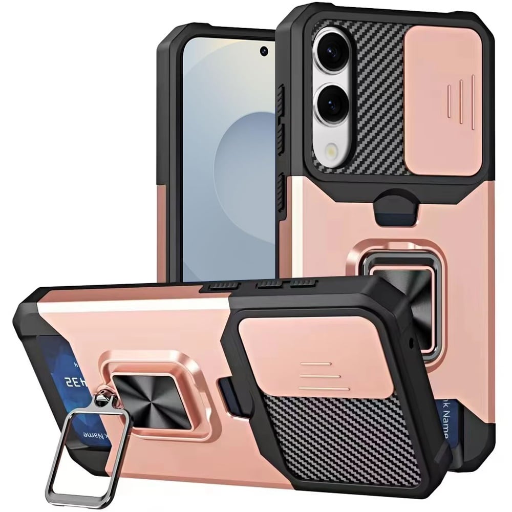 For Samsung Galaxy s25 Edge Multi-Functional Card Magnetic Ring Stand Hybrid Camera Case Cover - Ros