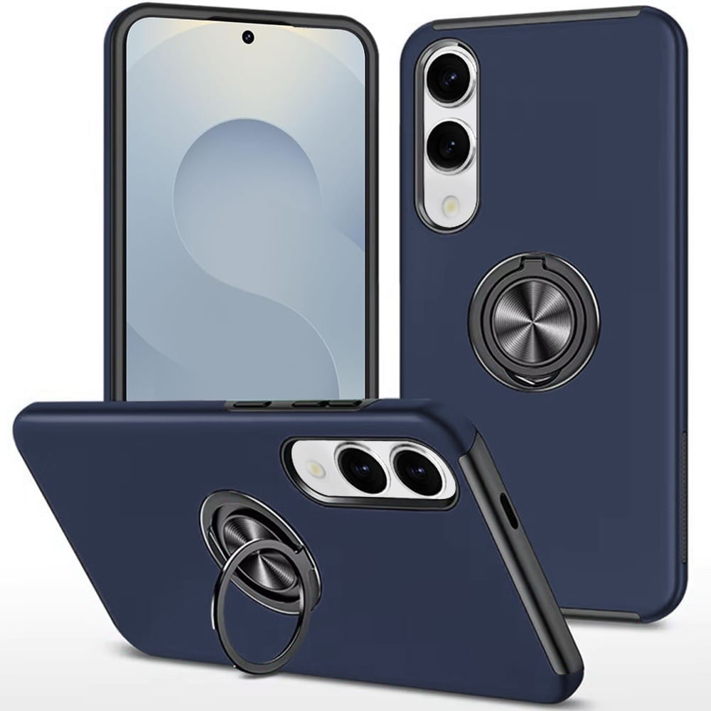 For Samsung Galaxy s25 Edge CHIEF Oil Painted Magnetic Ring Stand Hybrid Case Cover - Dark Blue