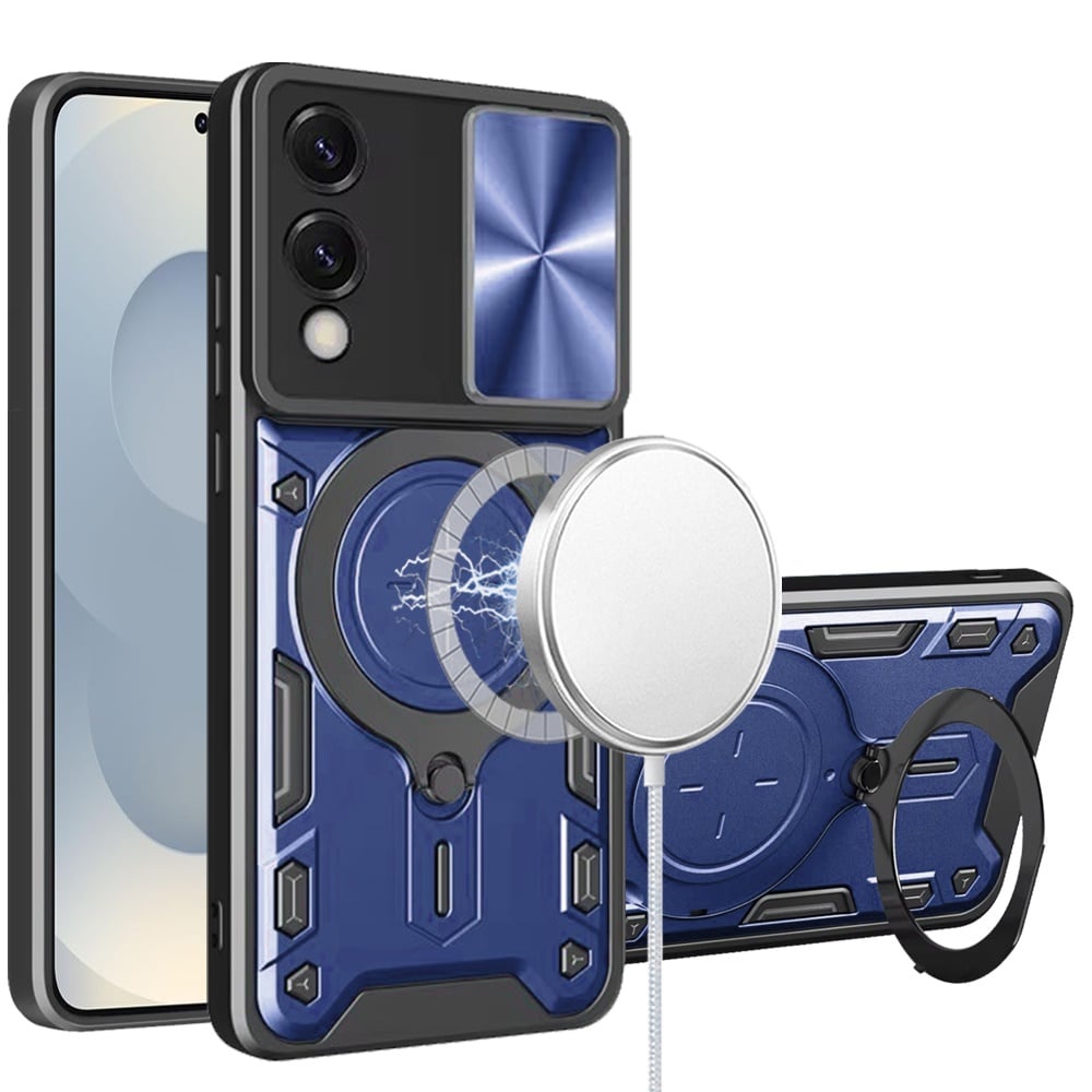 For Samsung Galaxy s25 Edge Magnetic Ring Stand Classic Design FULL Camera Protection Hybrid Case -