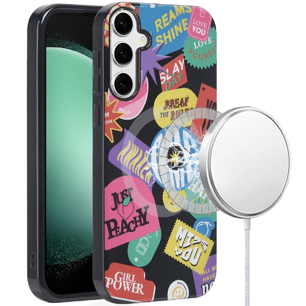 For Samsung s23 FE 5G [Magnetic Circle] Double Layer Design IMD TPU Case - Fashion Rebel