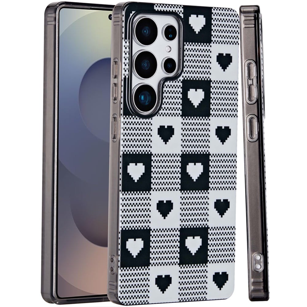 For Samsung s25 Ultra Double Layer Design IMD TPU Case - Checker Hearts