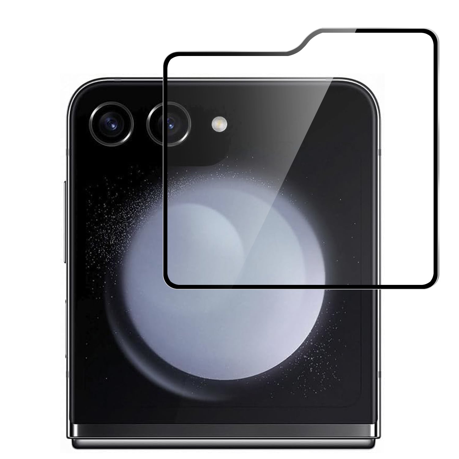 For Samsung Z Flip 7FE / Flip 6 Bulk White Paper Card Package Black edged Tempered Glass (Outside Gl