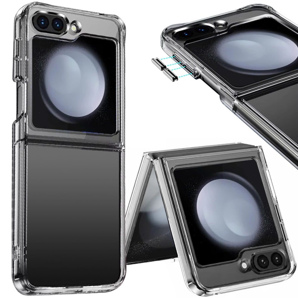 For Samsung Z Flip 7FE / Flip 6 PURE CRYSTAL Transparent Thick 2.0mm ShockProof Chromed Buttons Case