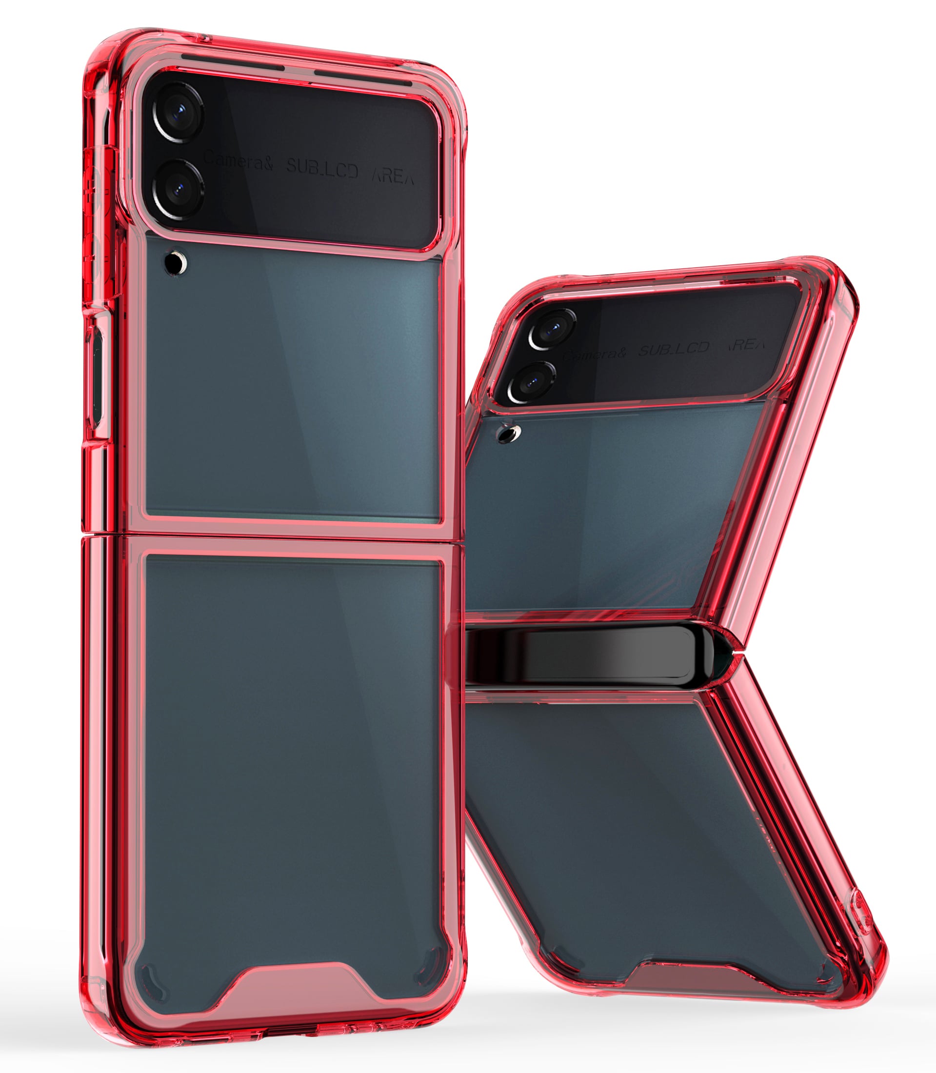 For Samsung Z Flip 7FE / Flip 6 Flip Transparent Hybrid Shockproof Case Cover - Red