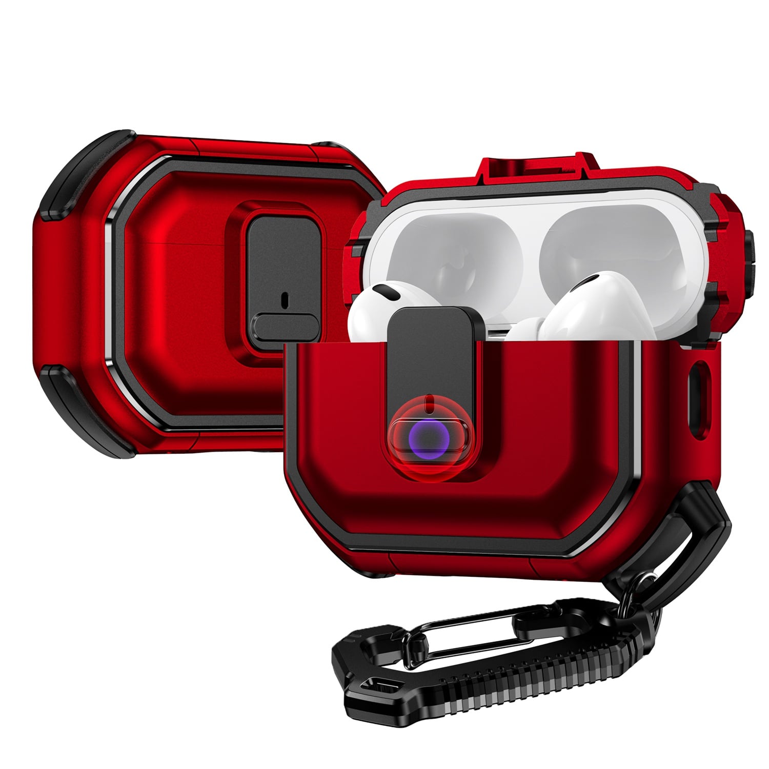 For Earbud Cases 1/2 Switch Button Hybrid with Belt Loop - Red