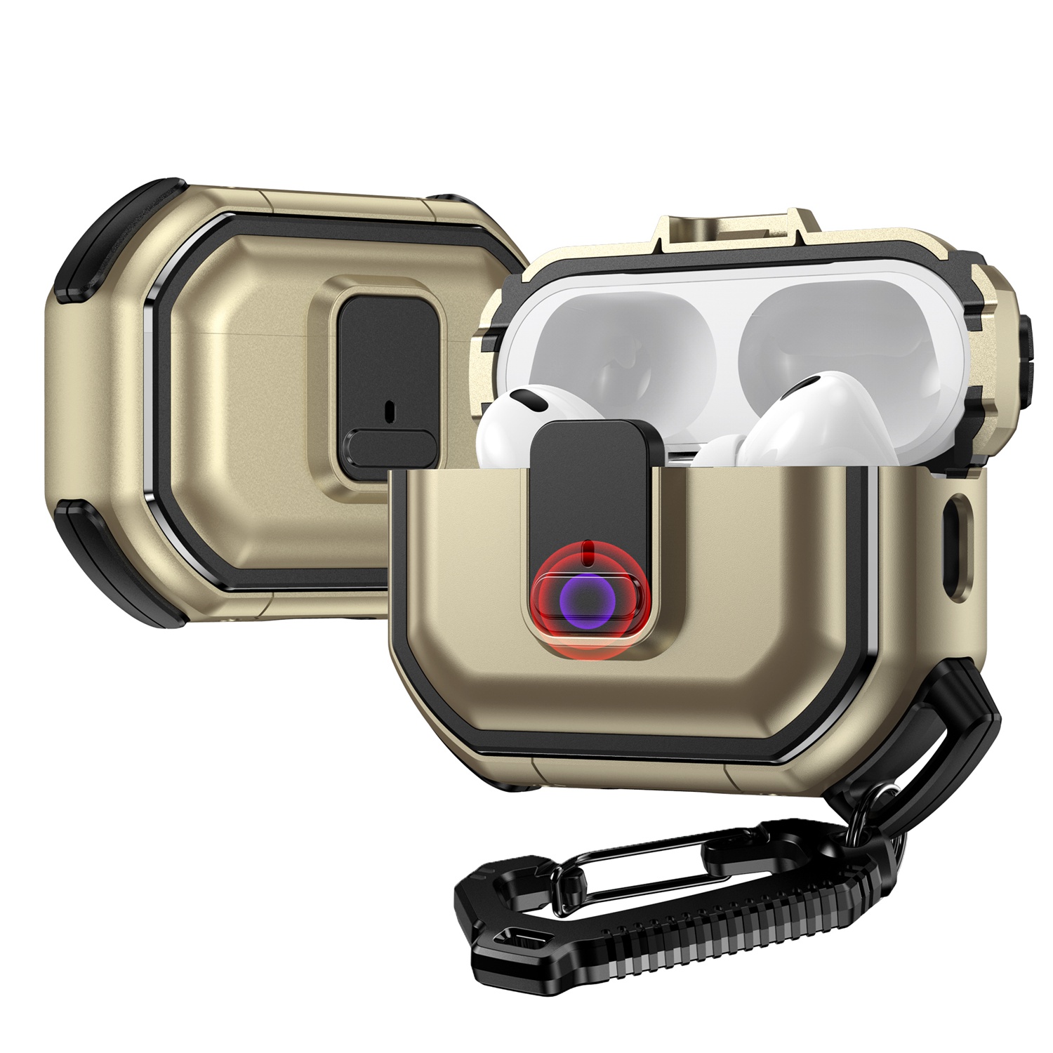 For Earbud Cases 1/2 Switch Button Hybrid with Belt Loop - Gold