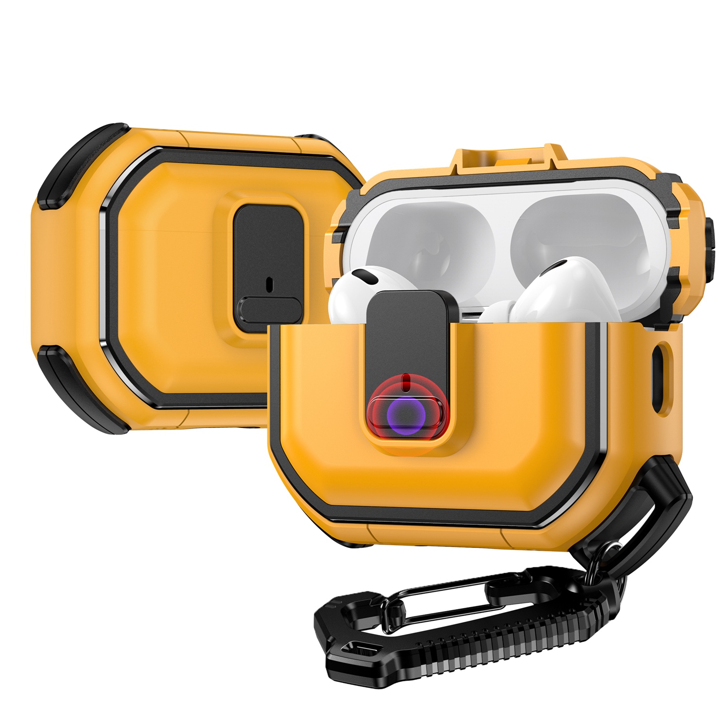 For Earbud Cases 1/2 Switch Button Hybrid with Belt Loop - Yellow