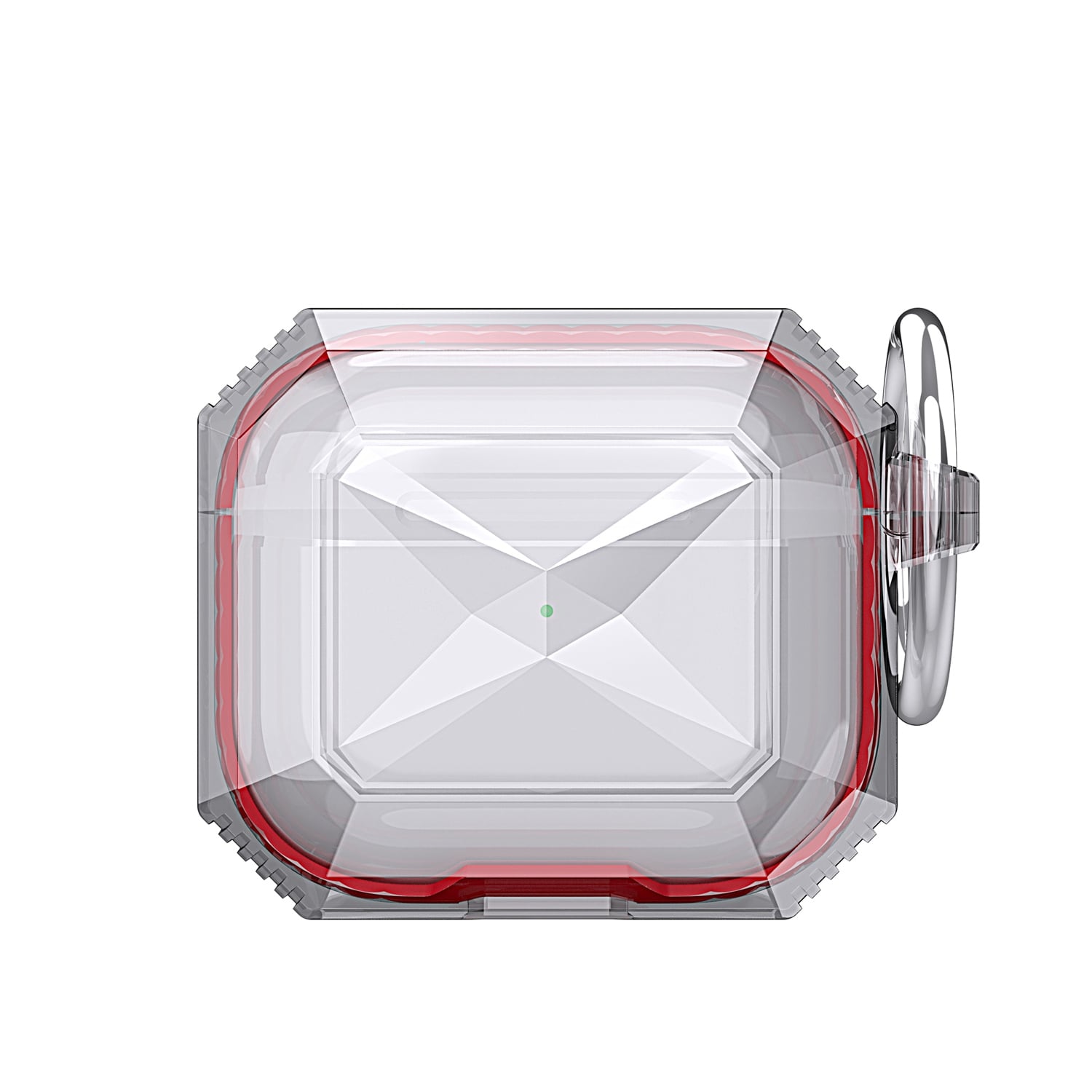 For Earbud Cases Pro2 (2022 2nd Version) 3mm Thick Transparent TPU with Colored Edge Case Cover - Red