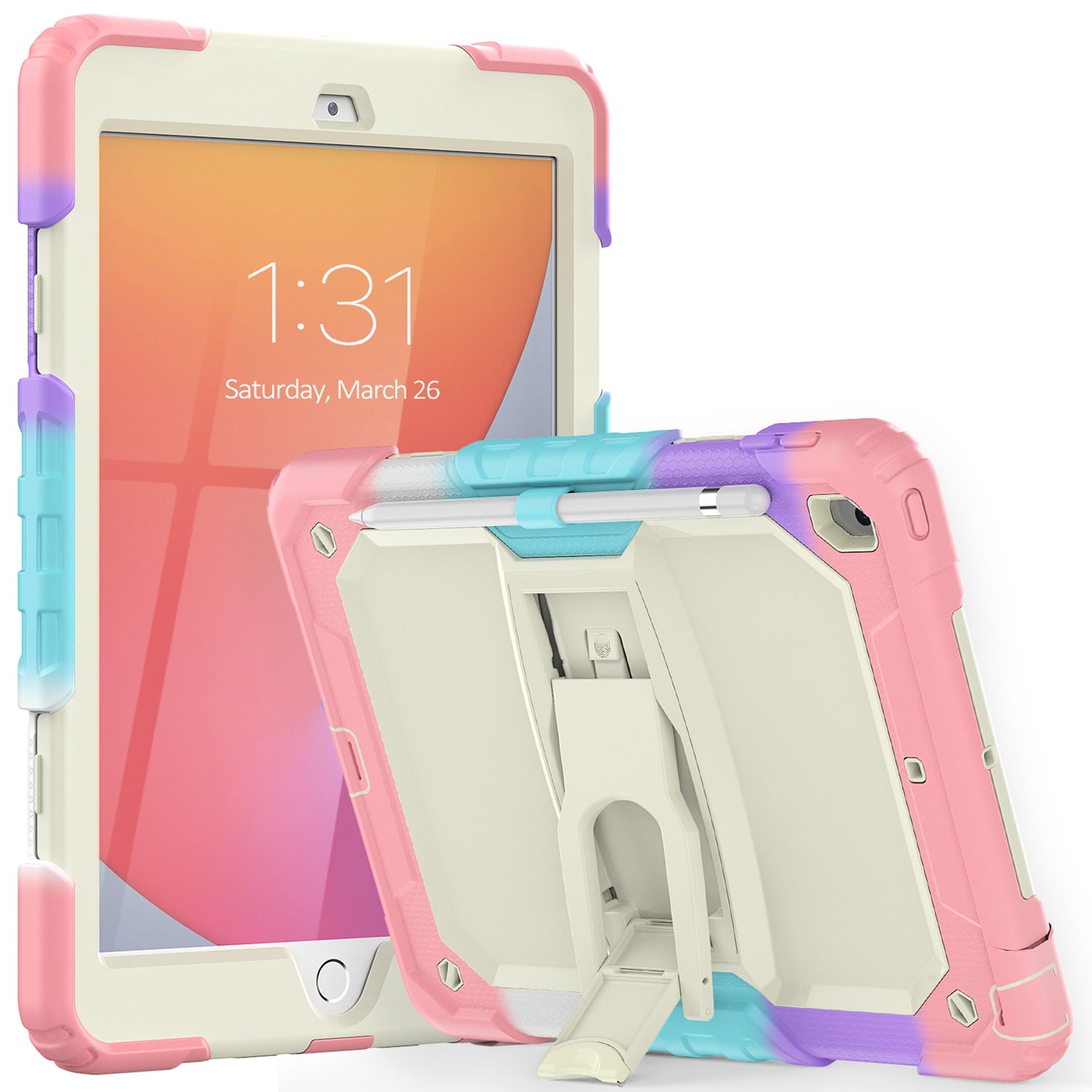 For Apple iPad 9th Gen 10.2 inch (2021) Heavy Duty Full Body Rugged Tablet Kickstand Case Cover - Be