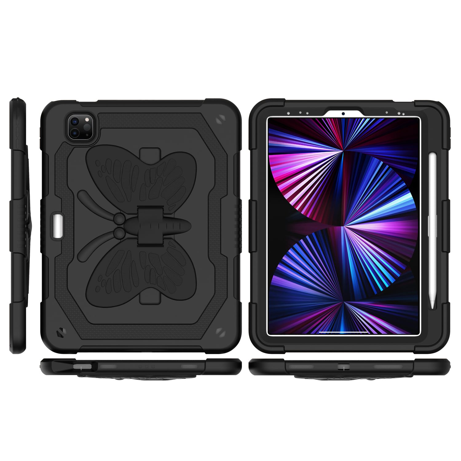 For Apple iPad Air 4 / iPad Pro 11 inch Butterfly Kickstand 3in1 Tough Hybrid Case Cover with Should