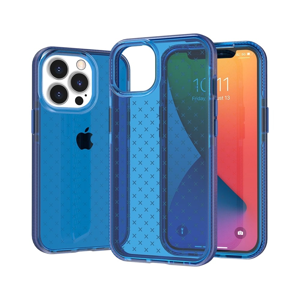 For Apple iPhone 14 PRO 6.1" CROSS Design Ultra Thick 3.0mm Transparent ShockProof Hybrid Case Cover