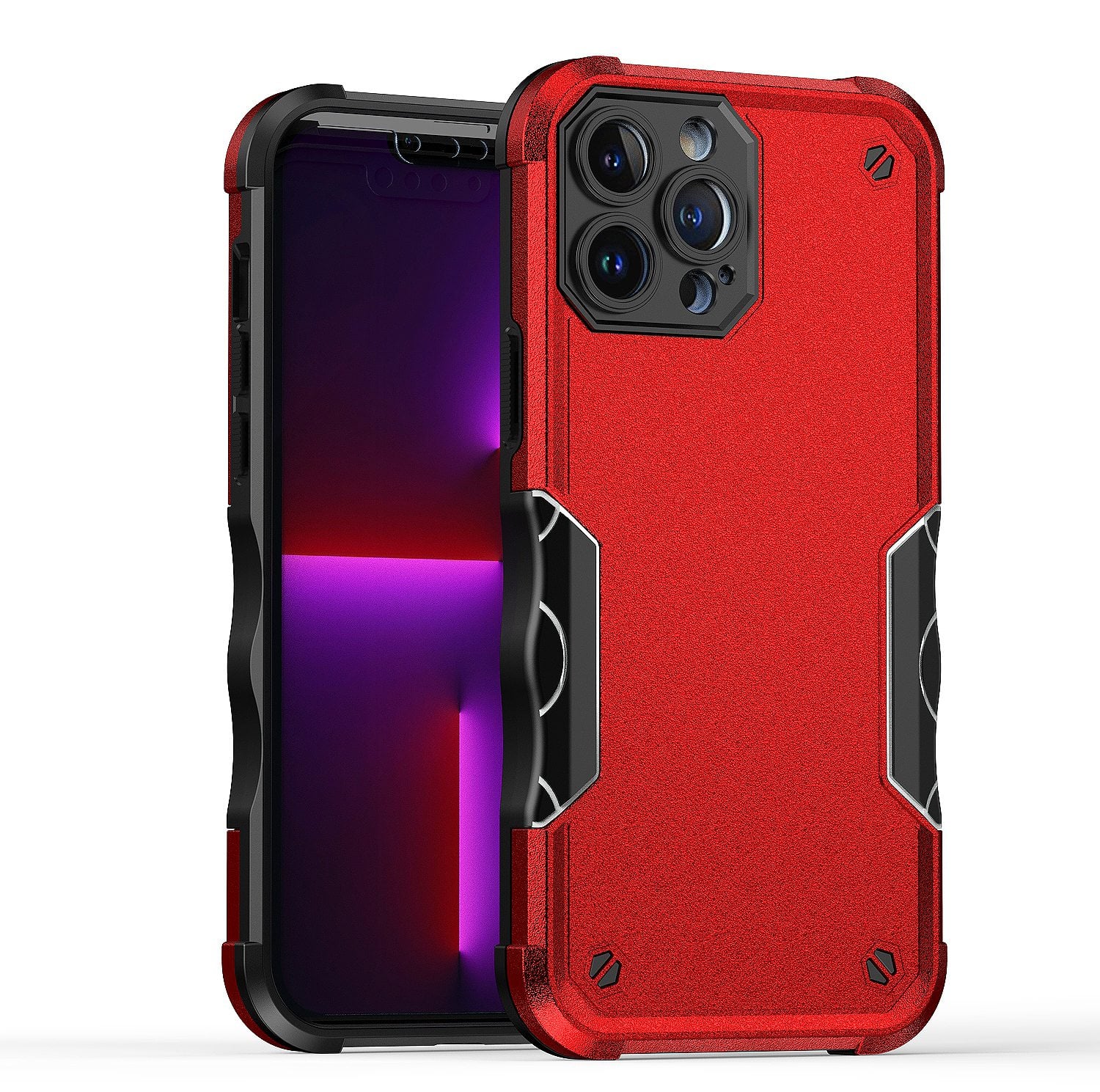 For Apple iPhone 8 Plus/7 Plus Exquisite Tough Shockproof Hybrid Case Cover - Red