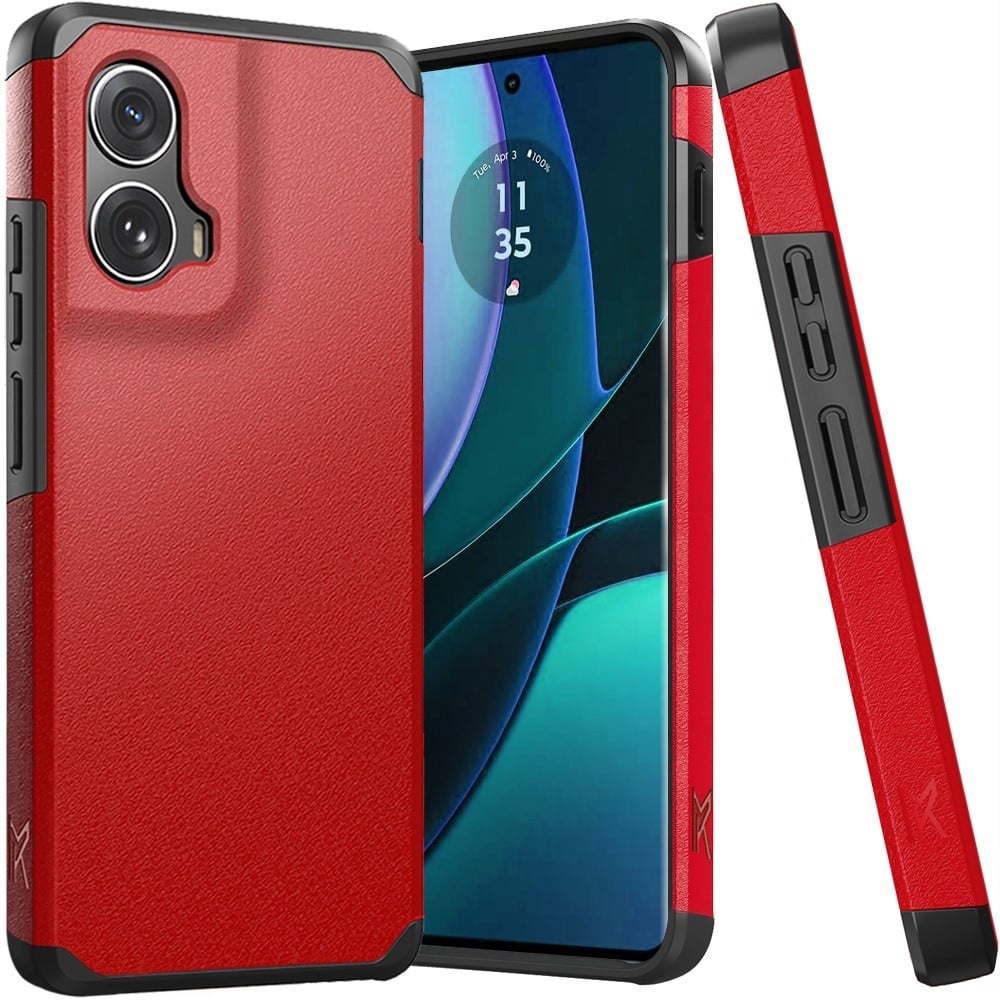 For Motorola Moto Edge 5G 2024 Tough Strong Hybrid (Magnet Mount Friendly) Case Cover - Red