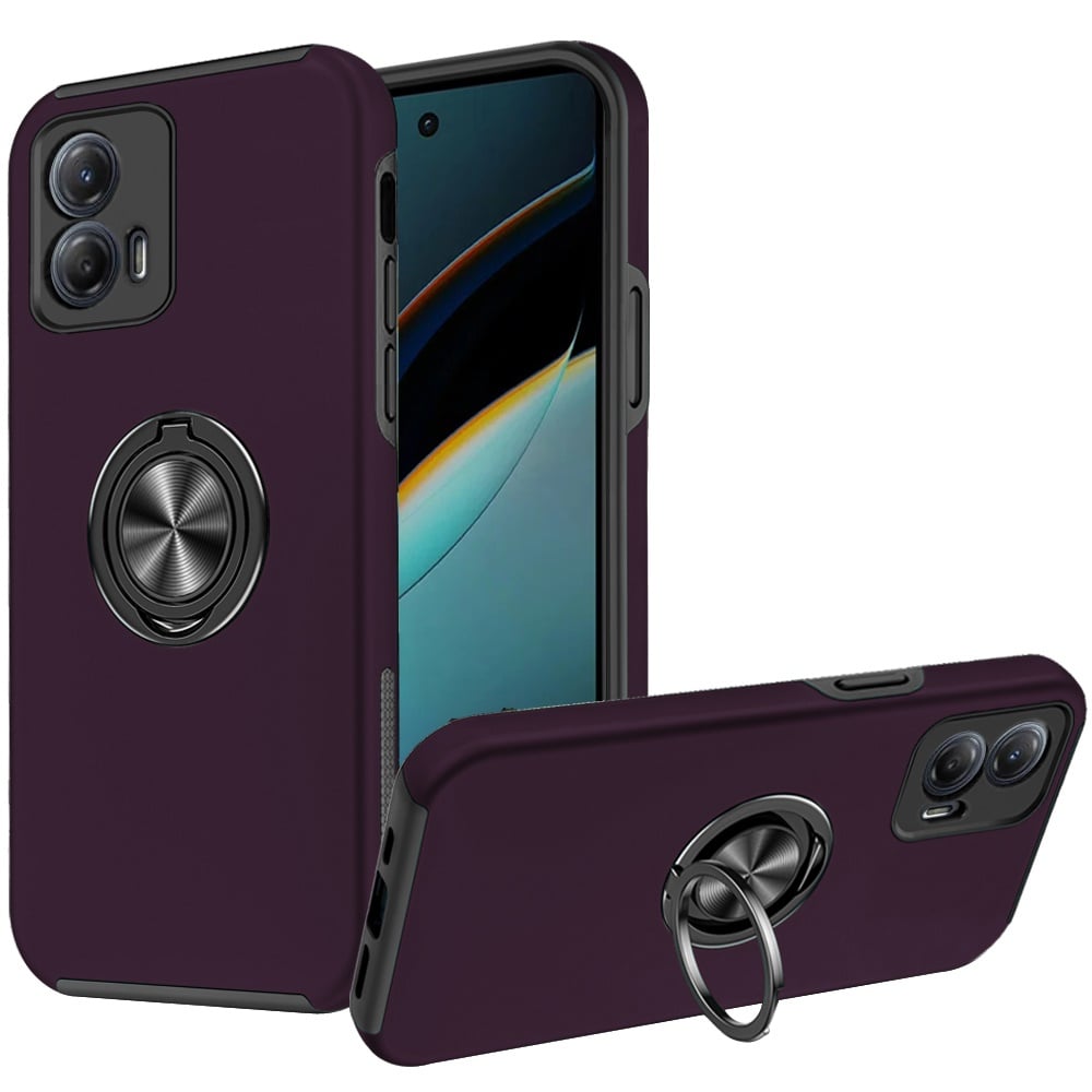 For Motorola Moto G Power 5g 2024 CHIEF Oil Painted Magnetic Ring Stand Hybrid Case Cover - Dark Pur