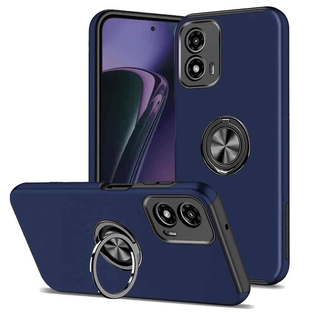 For Motorola Moto G Stylus 5G 2024 CHIEF Oil Painted Magnetic Ring Stand Hybrid Case Cover - Dark Bl