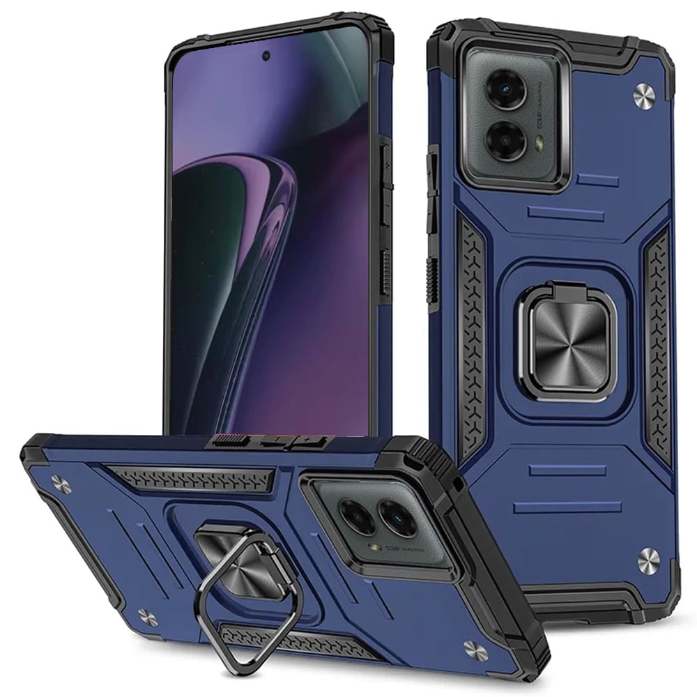 For Motorola Moto G Stylus 5G 2024 Robust Magnetic Kickstand Hybrid Case Cover - Blue