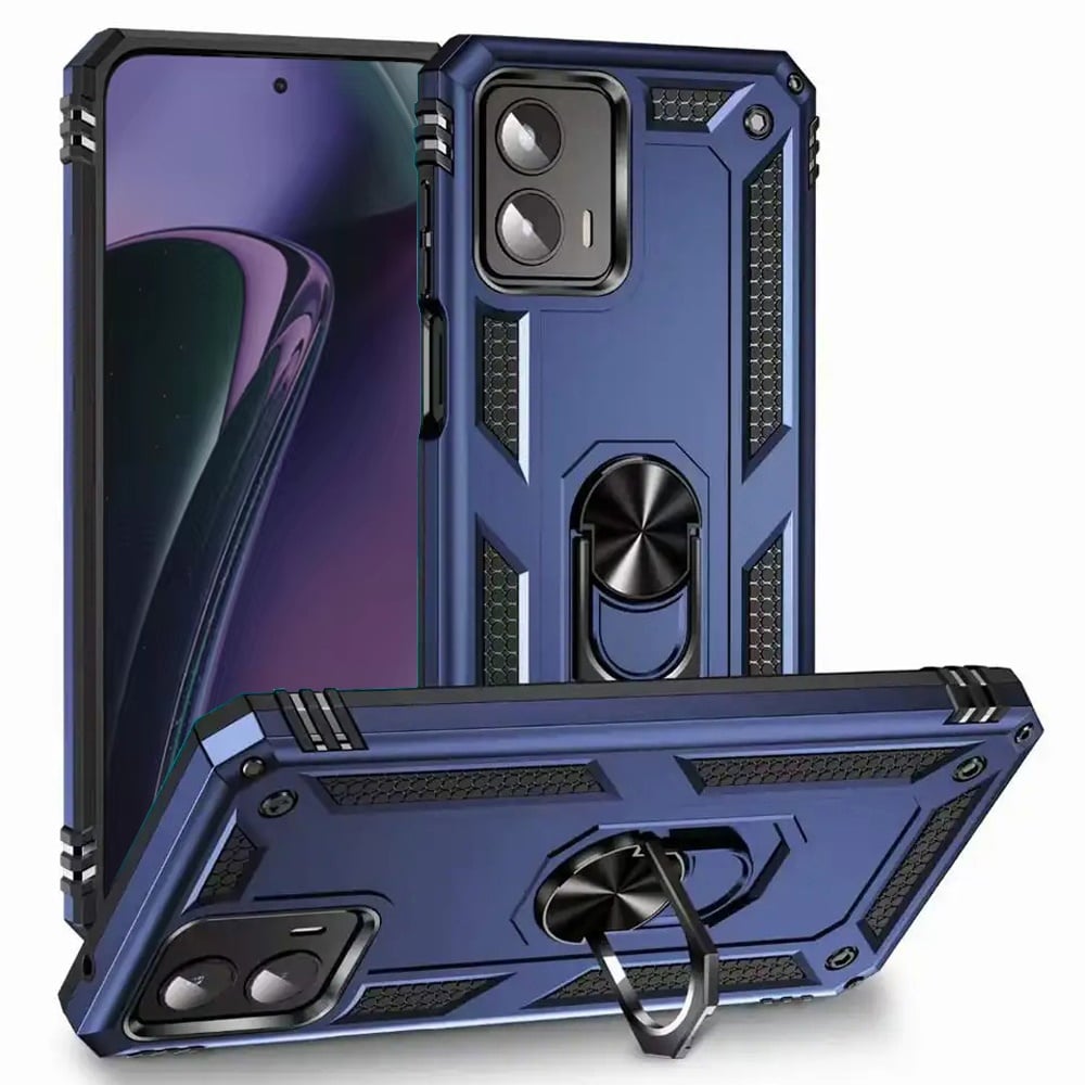For Motorola Moto G Stylus 5G 2024 Ring Magnetic Kickstand Hybrid Case Cover - Blue